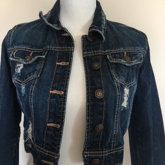 Rue 21 distressed denim jean jacket small - Picture 2 of 7